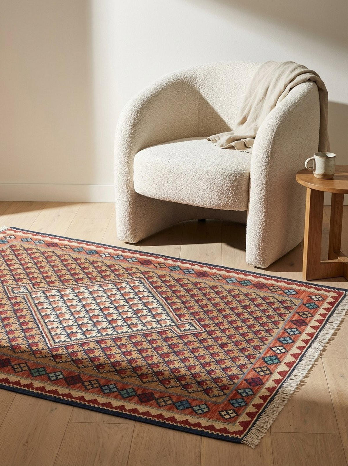 HANDWEBTEPPICH Kelim Senneh Mehrfarbig 149/106 cm Schurwolle - Multicolor, Textil (106/149cm) - Looma