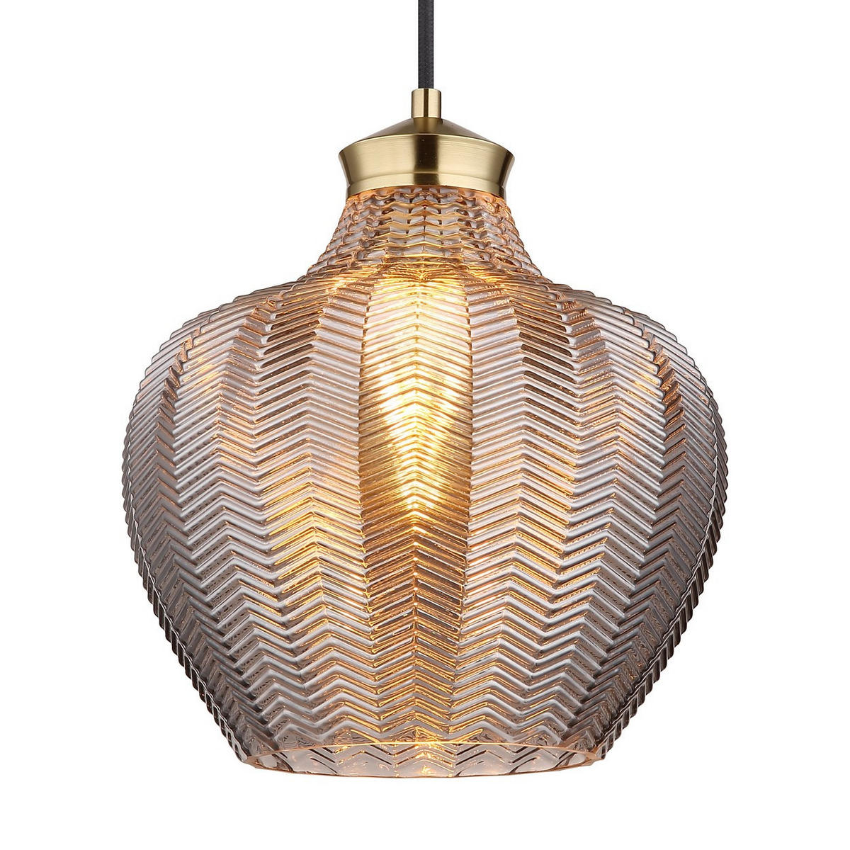 PENDELLEUCHTE Metall Gold Glas rauchfarben - Goldfarben, Glas (25/25/120cm) - Globo Lighting