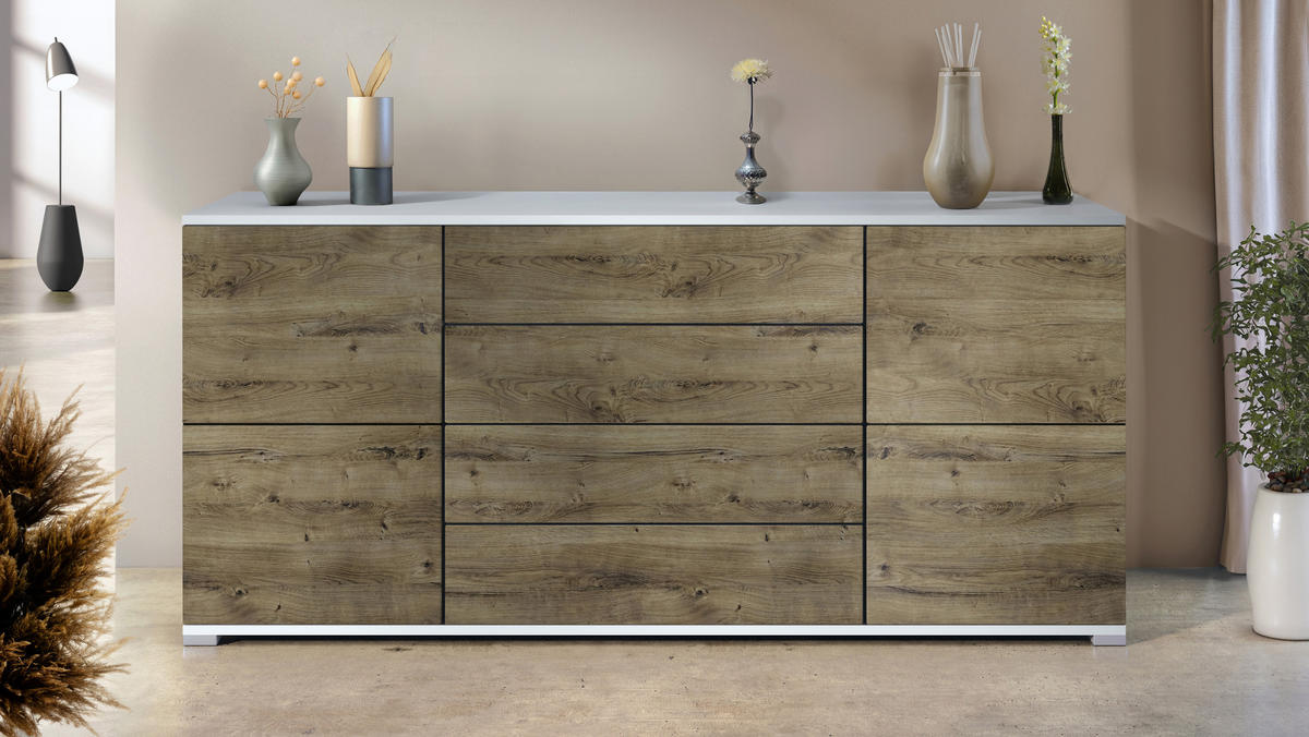 SIDEBOARD Rova Eiche Ribbeck - Alteiche, Holzwerkstoff (166.5/75.5/35cm) - Vladon