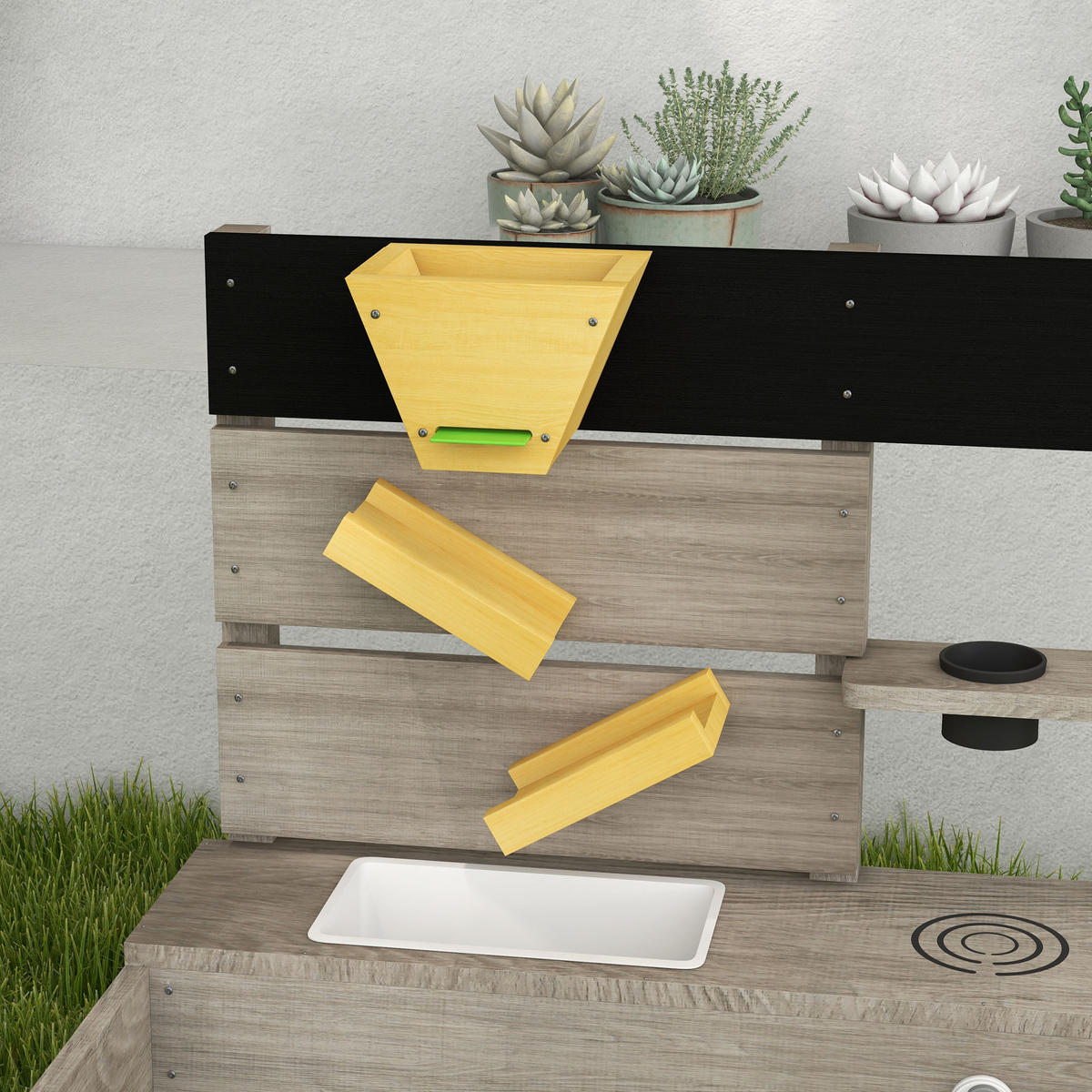 SANDKASTEN, Grau, Tannenholz - Grau, Holz (154/80/60cm) - Outsunny