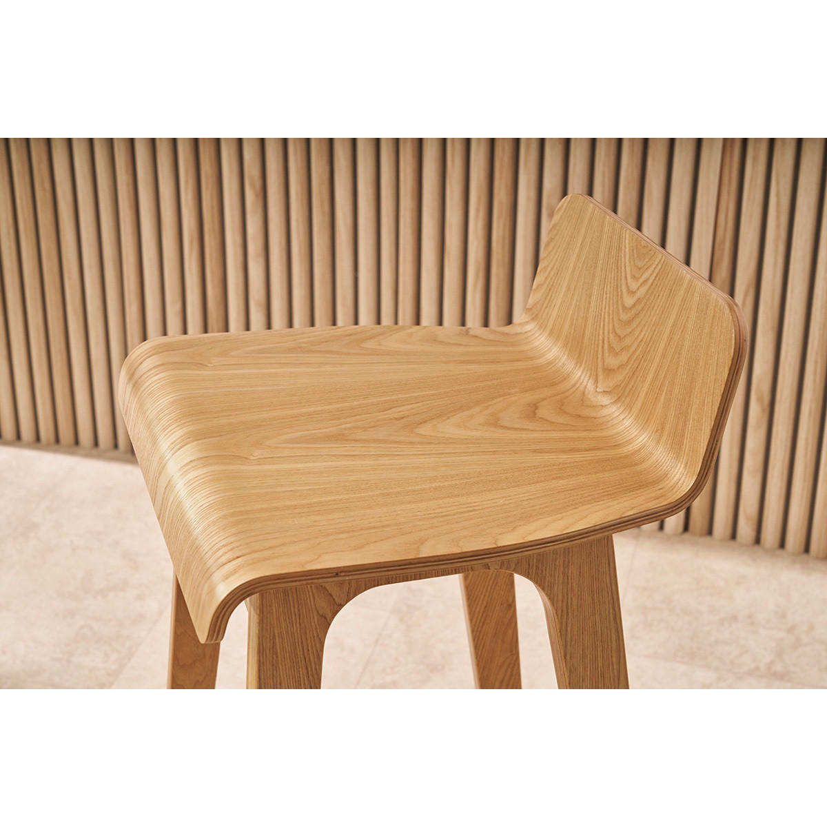 BARHOCKER Beige Holz H75 cm 2er-Set BALTIK - Naturfarben, Holz (45/87/41cm) - Miliboo
