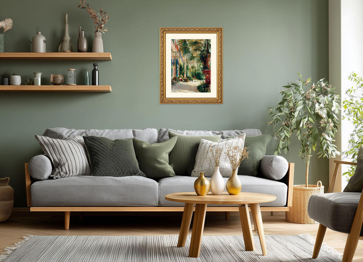 BILD gerahmt 53x63 cm Carl Blechen "Das Innere des Palmenhauses" - Gelb, Holz (53/63cm) - artissimo