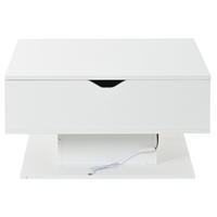 KONFERENČNÍ stolek 80/75/40 cm bílý z dřevotřísky se zdvižnou deskou a LED osvětlením - bílá, kompozitní dřevo (80/75/40cm) - OKWISH