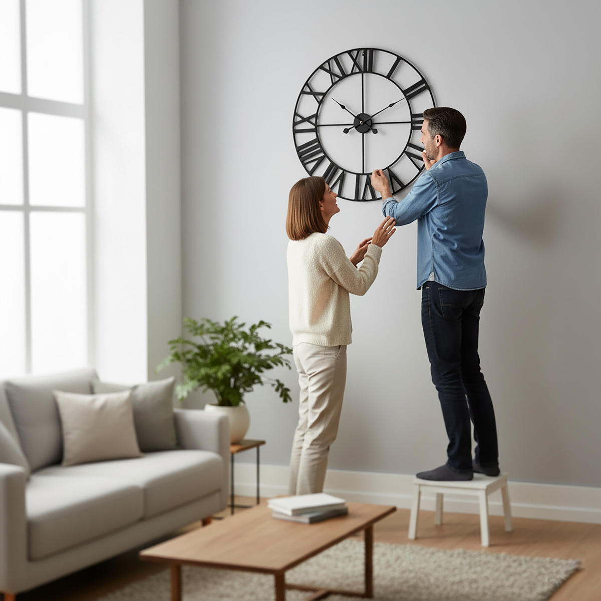 NÁSTENNÁ hodina - čierna, kov (60/60/3.5cm) - Relaxdays