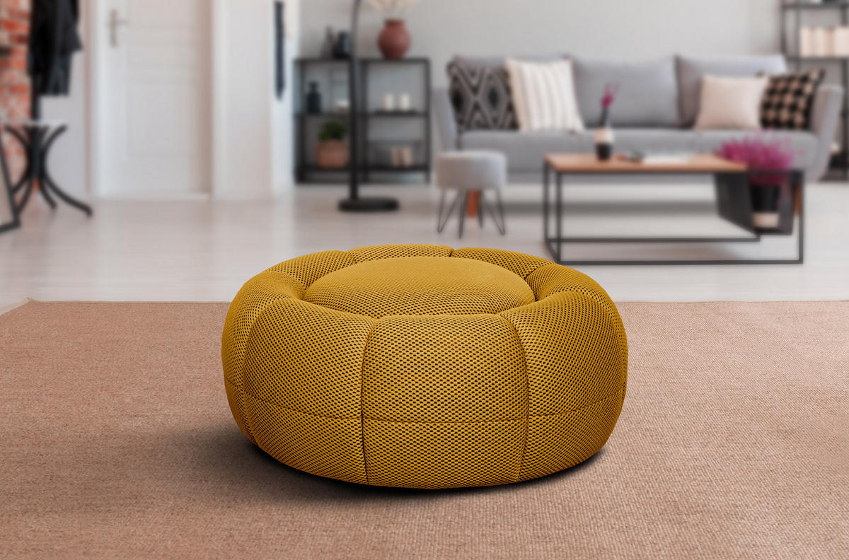 SESSEL UND POUF FIGO UND FAGO, gelb - Gelb, Holzwerkstoff/Textil (104/83/104cm) - Courtois Laville