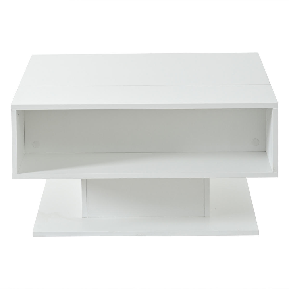 COUCHTISCH 80/75/40 cm weiß aus Spanplatte mit Hubfunktion und LED-Beleuchtung - Weiß, Holzwerkstoff (80/75/40cm) - OKWISH