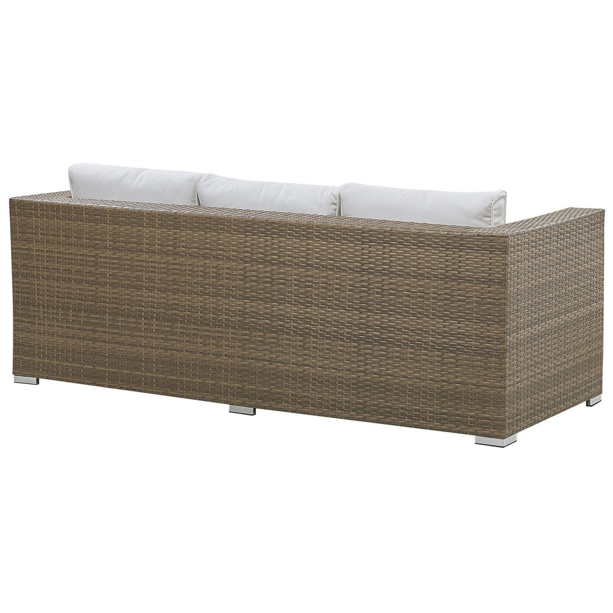 LOUNGE SET 5-Sitzer braun Auflagen weiß Belluno - Weiß, Kunststoff - Beliani