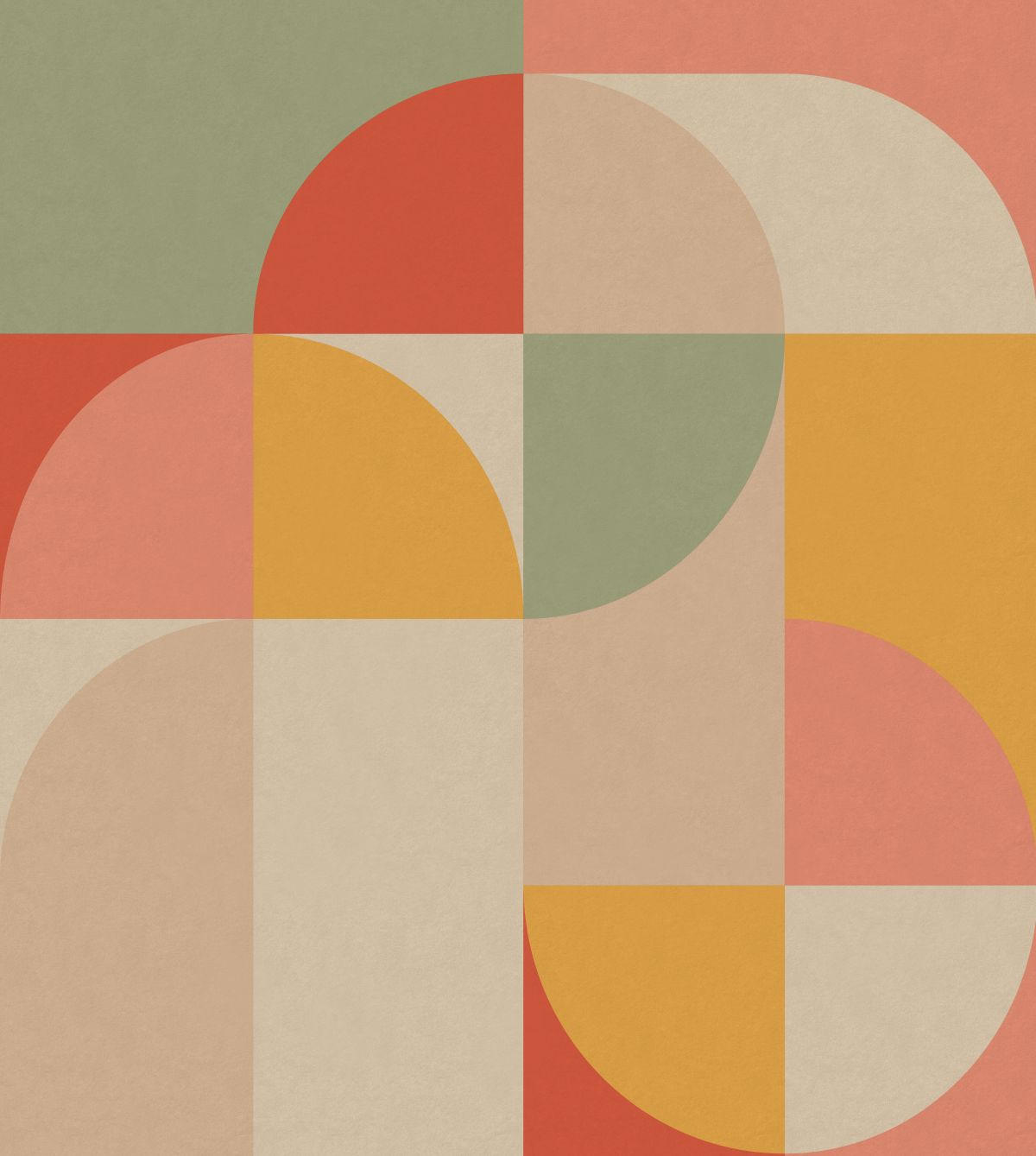 FOTOTAPETE Kreise im Bauhaus-Stil 250 x 279 cm - Terracotta, Papier (250/279cm) - ESTAhome