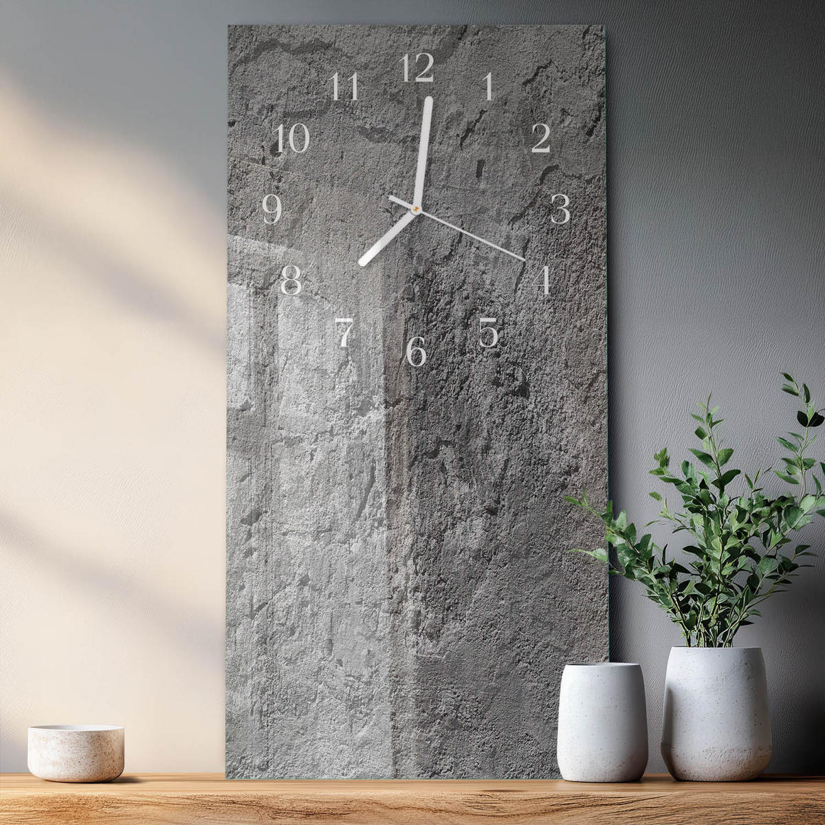 WANDUHR 30x60 cm - Abstrakte Linien - Grau, Glas (30/60/0.4cm) - TULUP