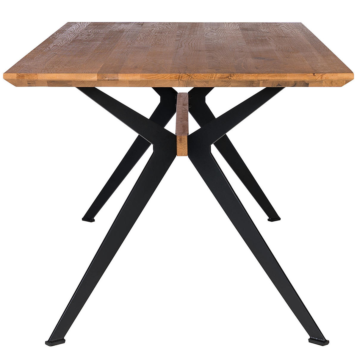 ESSTISCH - Metall / Massivholz - Schwarz - Schwarz/Grün, Holz/Metall (90/180/77cm) - home24