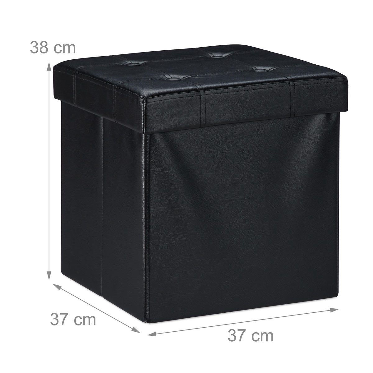 SITZHOCKER - Schwarz, Holzwerkstoff/Kunststoff (37/38/37cm) - Relaxdays