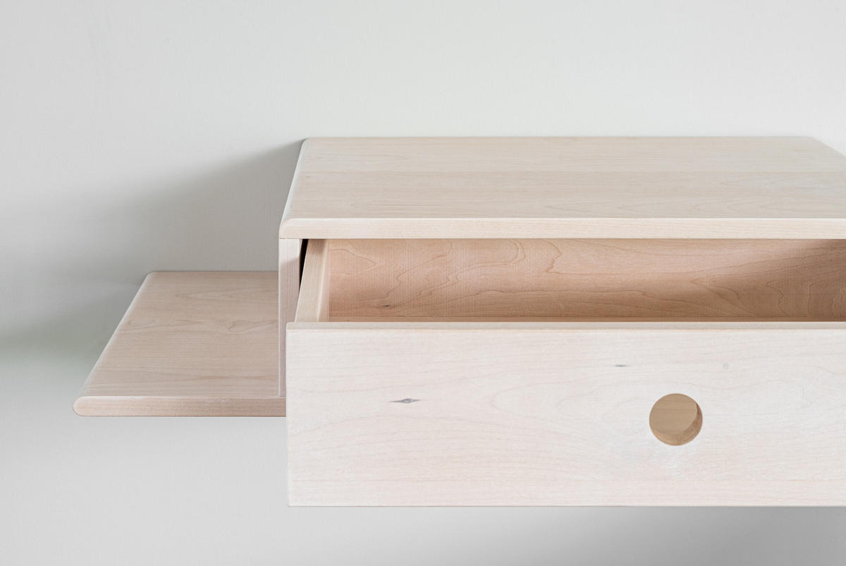 NACHTTISCH Hope mit Ablage links, weiße Birke, 30/65/15 cm - Weiß, Holz (65/15/30cm) - WOODEK