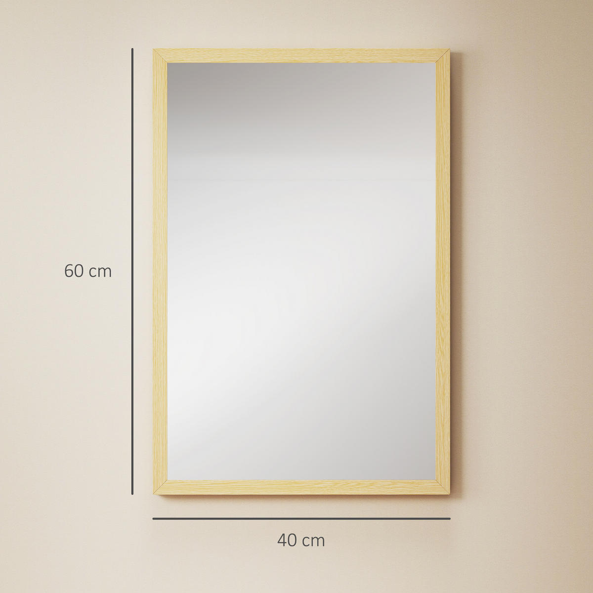 WANDSPIEGEL DE-14340 rechteckig 60x40 cm Natur - Naturfarben, Glas (40/60/2cm) - ComfortXL