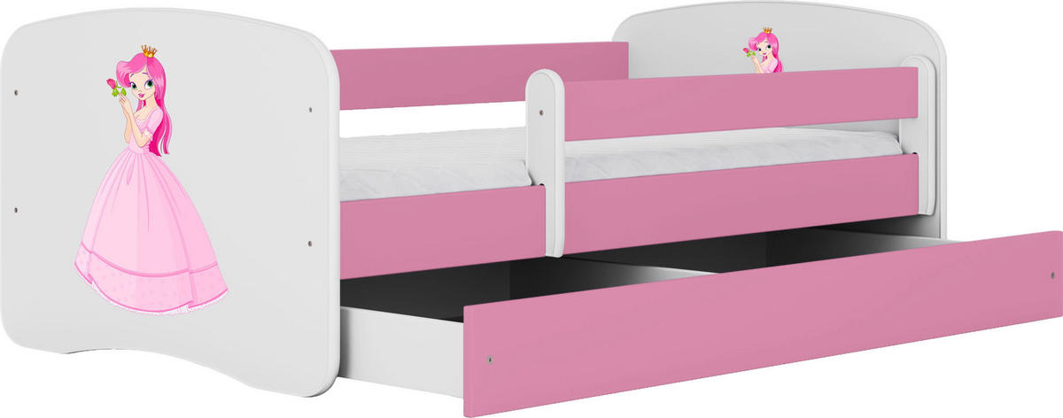 KINDERBETT Emily mit Schublade und Matratze, Rosa 70x140 cm - Altrosa/Rosa, Holzwerkstoff (140/70cm) - WFL GROUP