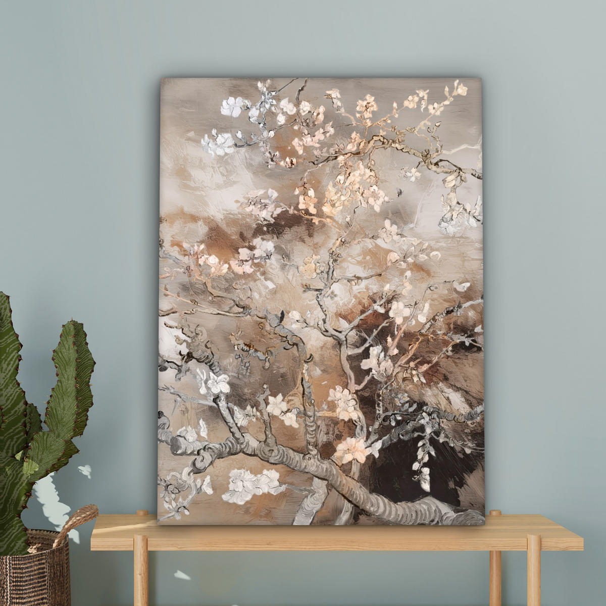 LEINWANDBILD Mandelblüte - Kunst - Van Gogh - Beige - Abstrakt 60x80 cm - Braun, Textil (60/80cm) - MuchoWow
