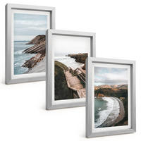 BILDER SET 3er Set - 20x30 cm Silberner Rahmen - Klippenblicke, Strandlandschaften - Silberfarben, Kunststoff (20/30cm) - TULUP