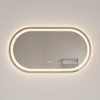 BADSPIEGEL mit Beleuchtung in Laufbahnform 90/50 cm - Transparent, Glas (90/50/3cm) - EMKE