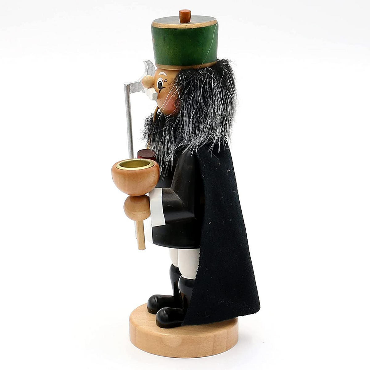 RAUCHFIGUR Bergmann mit Umhang u. Lichthalter 9/6/17 cm - Schwarz, Holz (6/17/9cm) - Dekoteam24