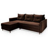 ECKSOFA PISAN R-S Braun Plüsch-Stoff mit Schlaffunktion - Braun, Holz (220/140cm) - MASSENO