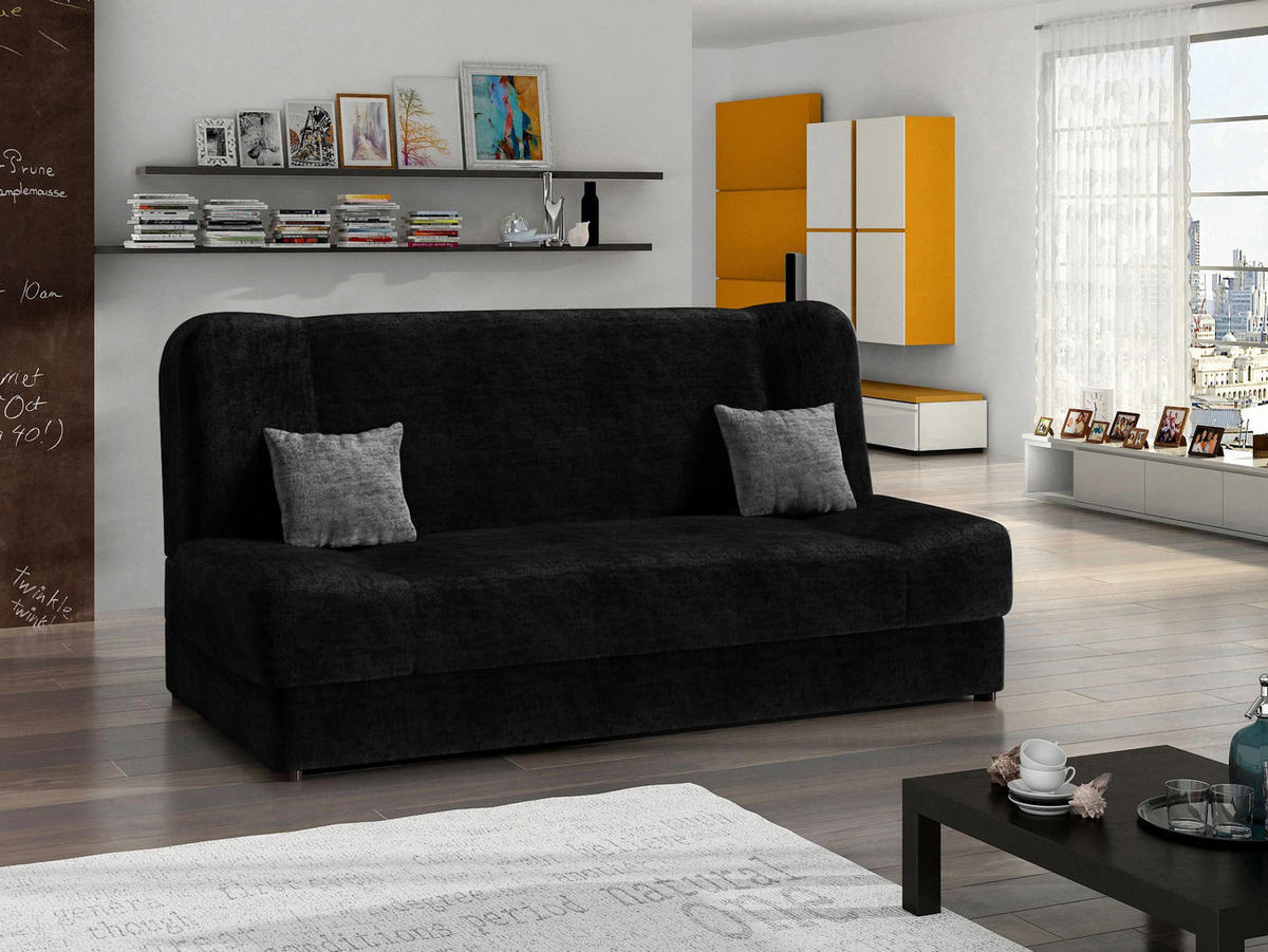 SCHLAFSOFA Jonas Premium - Schwarz, Holz/Textil (195/86/87cm)