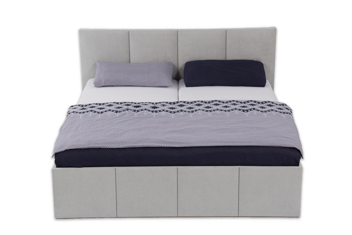 POLSTERBETT Dalas Grau 180 x 200 x 40 cm Stauraum Mit hochwertiger Matratze H2 (bis 100 kg) und Lattenrost - Grau, Holz (180/200cm) - Halmon Schlafkomfort Betten 