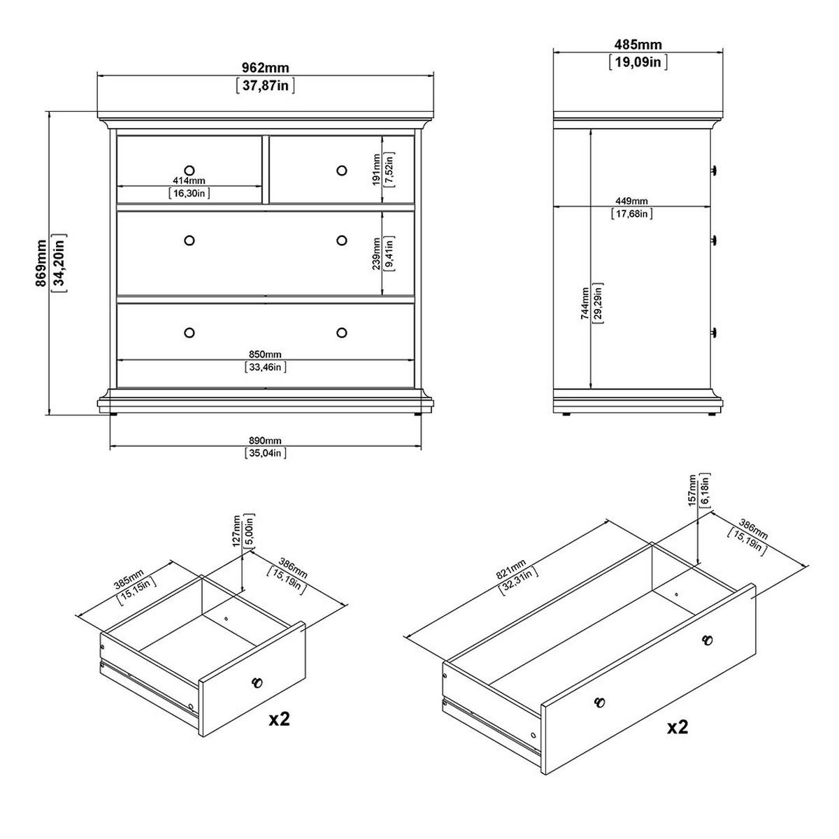 KOMMODE Schwarz - Schwarz, Holzwerkstoff (96/87/48cm) - ebuy24