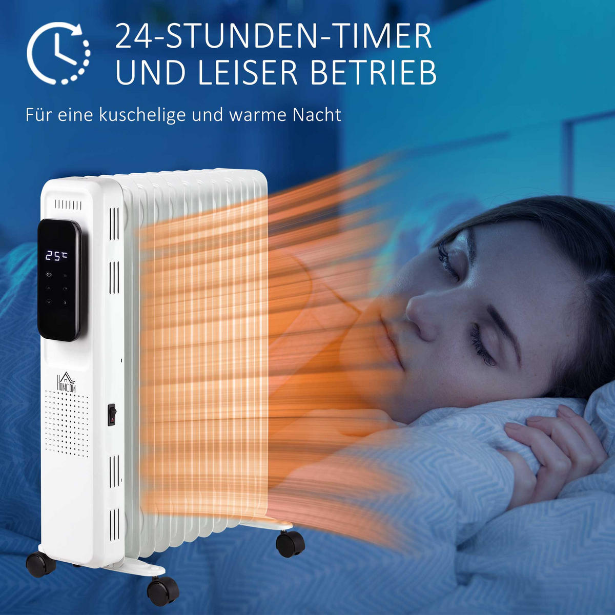 HEIZKÖRPER, 2500W, 3 Heizstufen 24-Stunden-Timing, Weiß, Stahl - Weiß, Kunststoff/Metall (24/63/50.5cm) - HOMCOM