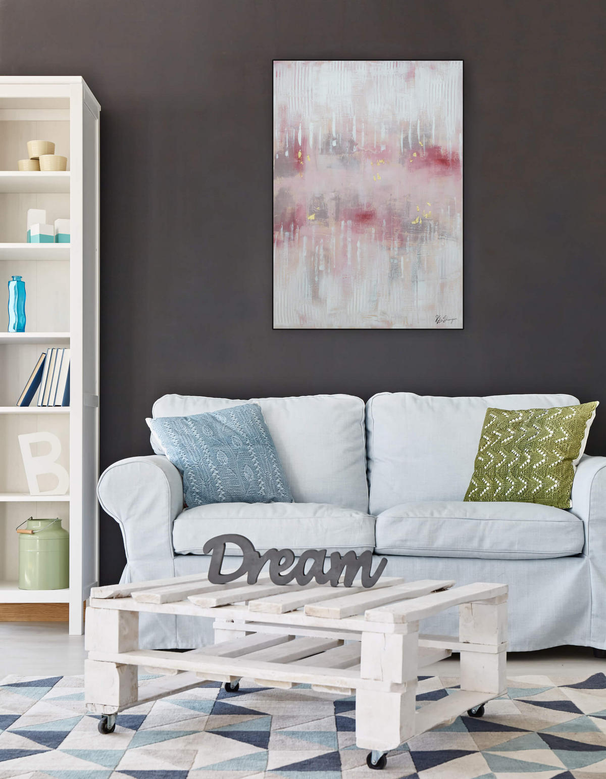 ACRYLBILD HANDGEMALT 75/100 cm - Pink, Holz/Textil (75/100cm) - KUNSTLOFT