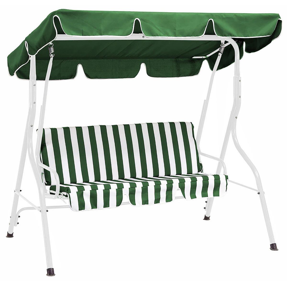 HOLLYWOODSCHAUKEL Florenz, 3-Sitzer, 170 cm, Farbe: weiss / grün - Grün, Metall (170/153/110cm) - TPFGarden