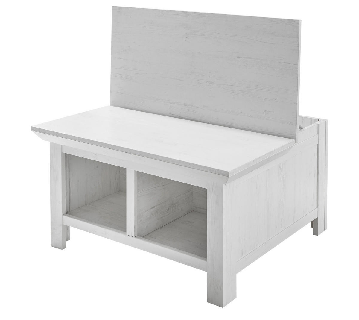 COUCHTISCH Pinie weiß 93 x 93 cm, Wohnzimmertisch mit Truhe - Weiß, Holzwerkstoff/Metall (93/93/50cm) - Furn.Design