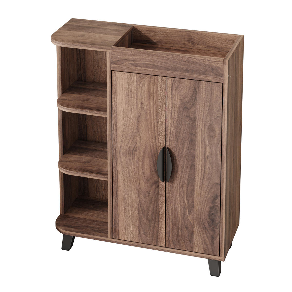 SCHUHSCHRANK DE-37704 80/32/99 cm mit Doppeltüren Nussbaum - Walnussfarben, Holzwerkstoff (80/99/32cm) - ComfortXL