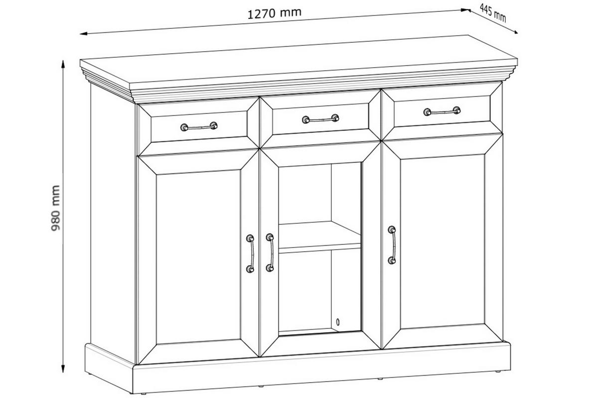 KOMMODE-MIT-VITRINENSCHRANK ARVEN mit Glastüren und Schubladen, Cremeweiß - Eichefarben/Creme, Holz (127/98/45cm) - KONSIMO®