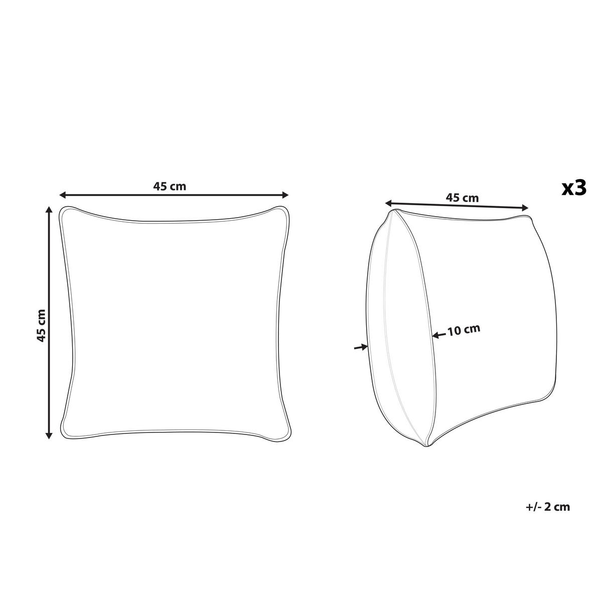 Gartenkissen 3er-Set Purpur 45/45 cm Tide - Pink/Violett, Textil (45/10/45cm) - Beliani