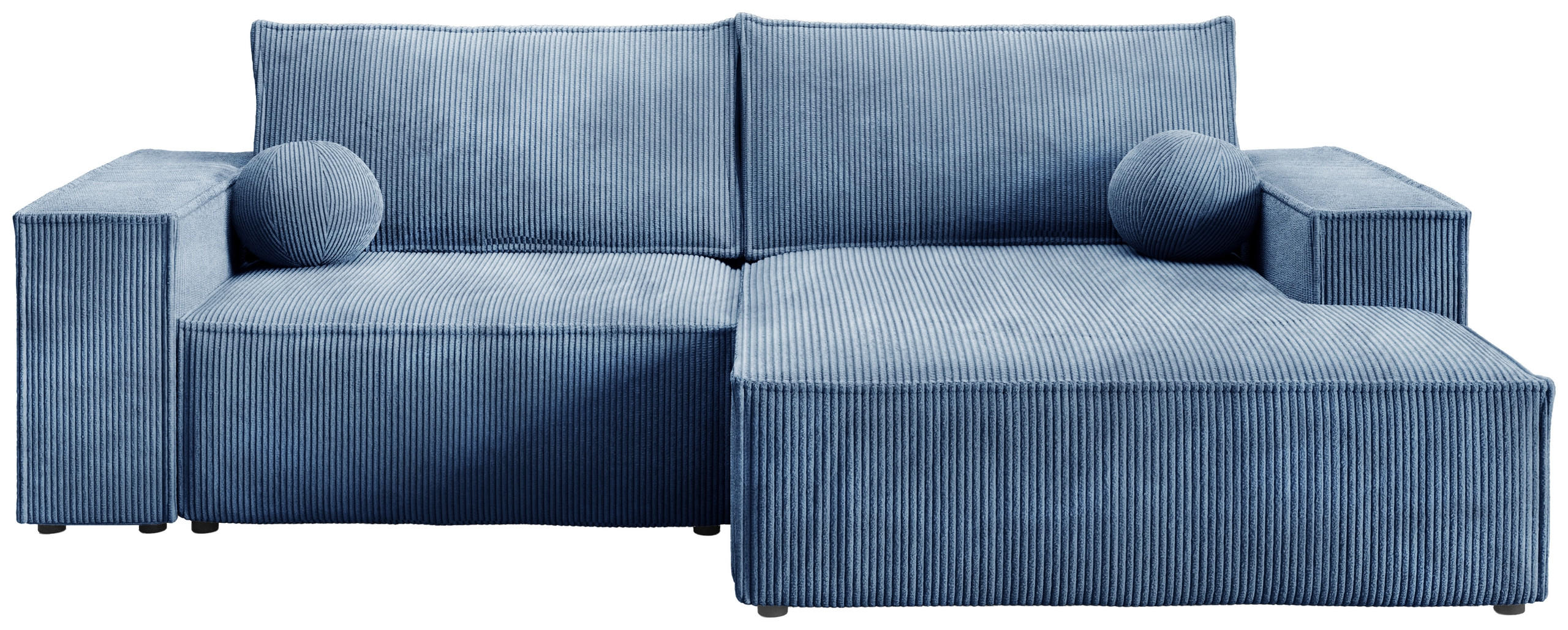 ECKSOFA Pablo Mini mit Schlaffunktion Himmelblau Cord - Blau, Textil (255/148cm) - Bromarkt