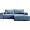 ECKSOFA Pablo Mini mit Schlaffunktion Himmelblau Cord - Blau, Textil (255/148cm) - Bromarkt