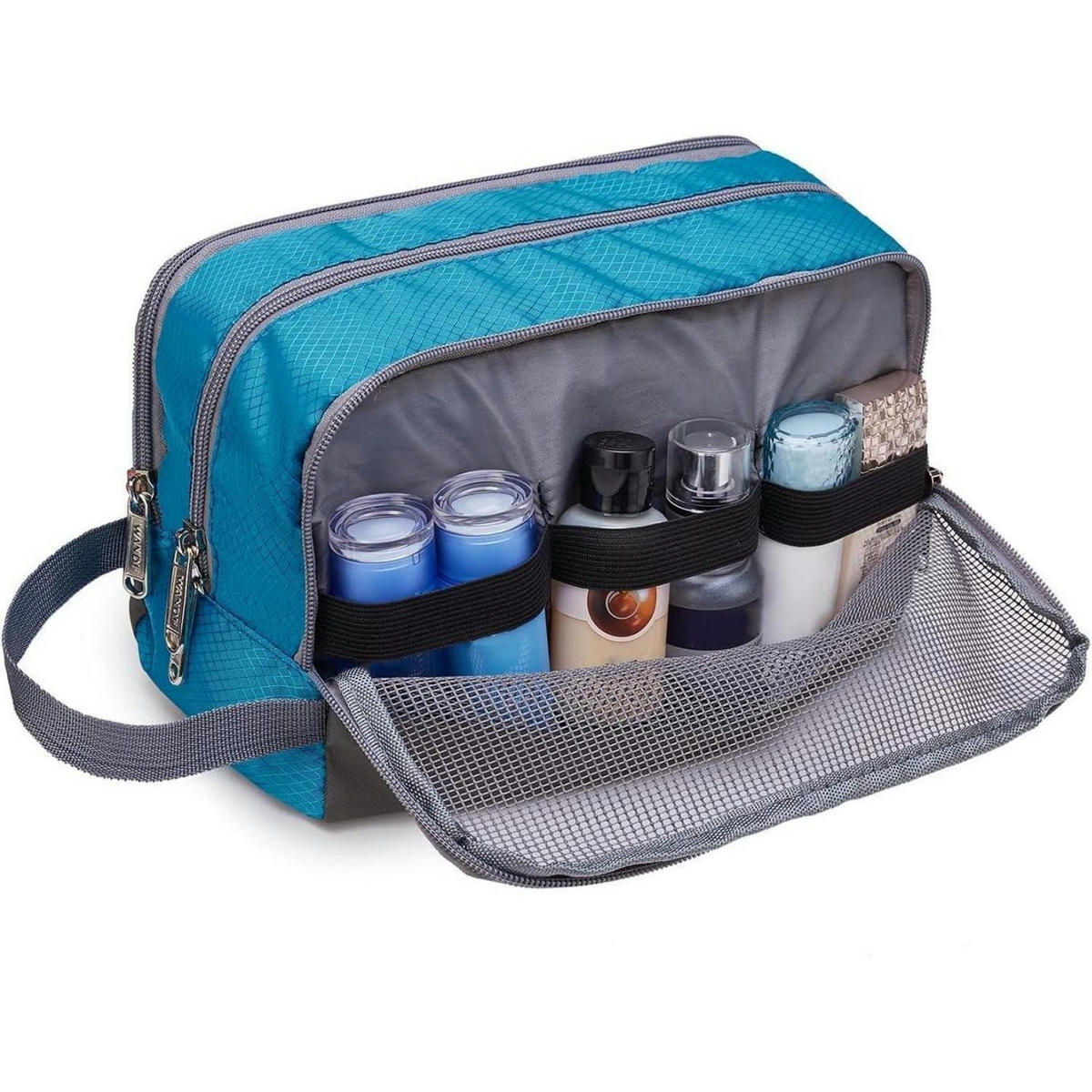KULTURBEUTEL für Herren und Damen, Reise Toilettenorganizer - Türkis, Textil (5/2/5cm)