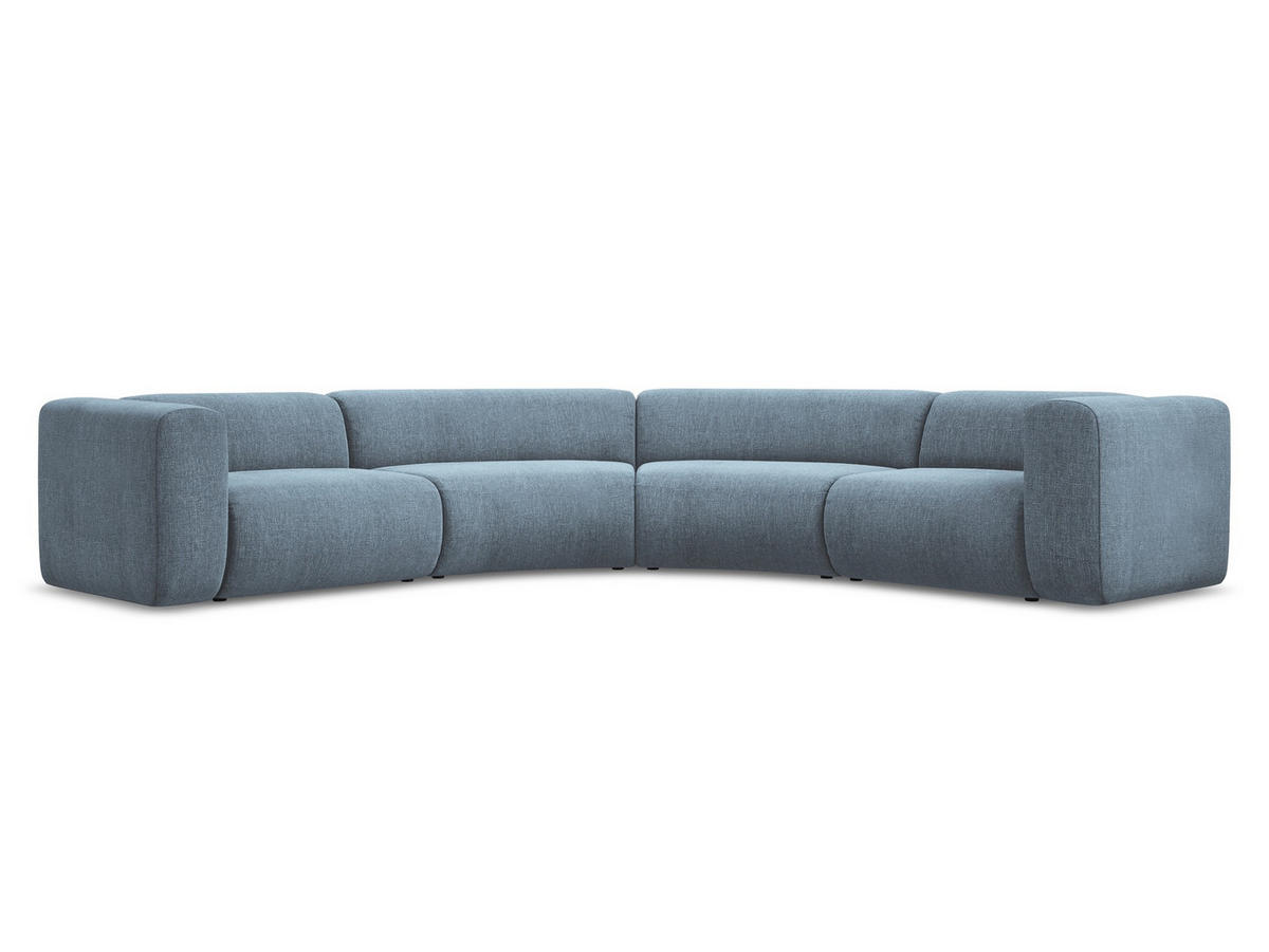 ECKSOFA Chenille Stoff Blau - Blau/Blaugrau, Kunststoff/Textil (318/318cm) - Makamii