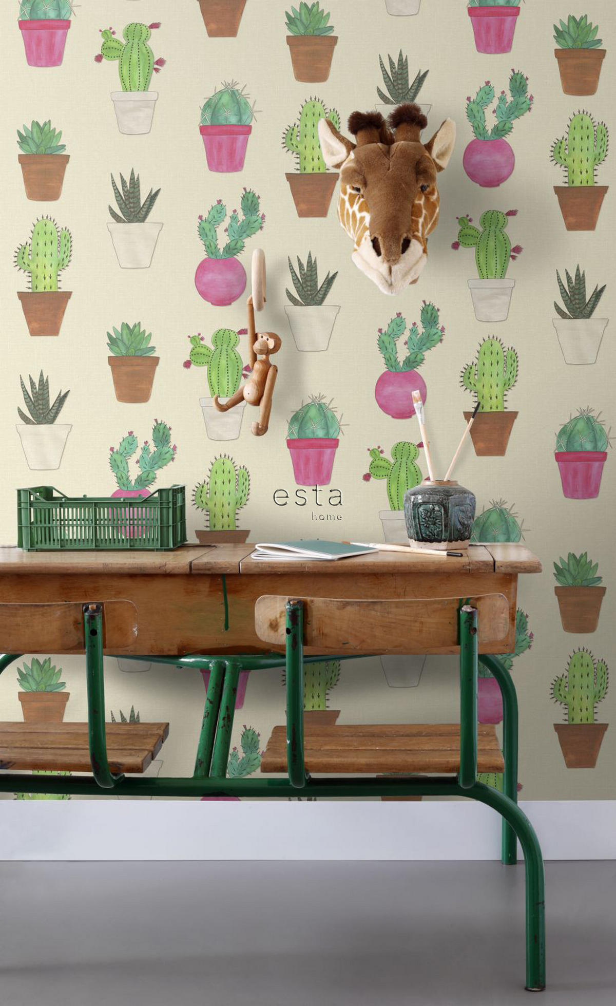 XXL-VLIESTAPETE Kakteen 50 x 900 cm - Pink, Papier (50/900cm) - ESTAhome
