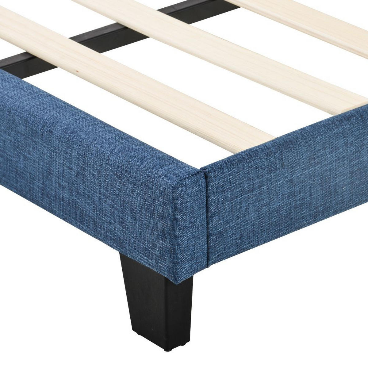 POLSTERBETT 140/200 cm in Blau Leinen - Blau, Holz/Textil (140/200cm) - KOMHTOM