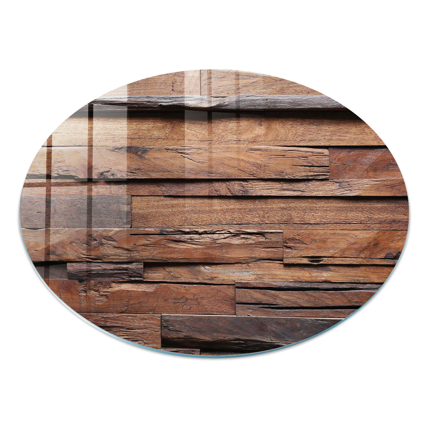 GLASPLATTE fi50 cm – Rustikales Holz - Schwarz, Glas (0.4/50/50cm) - ArtPrintCave