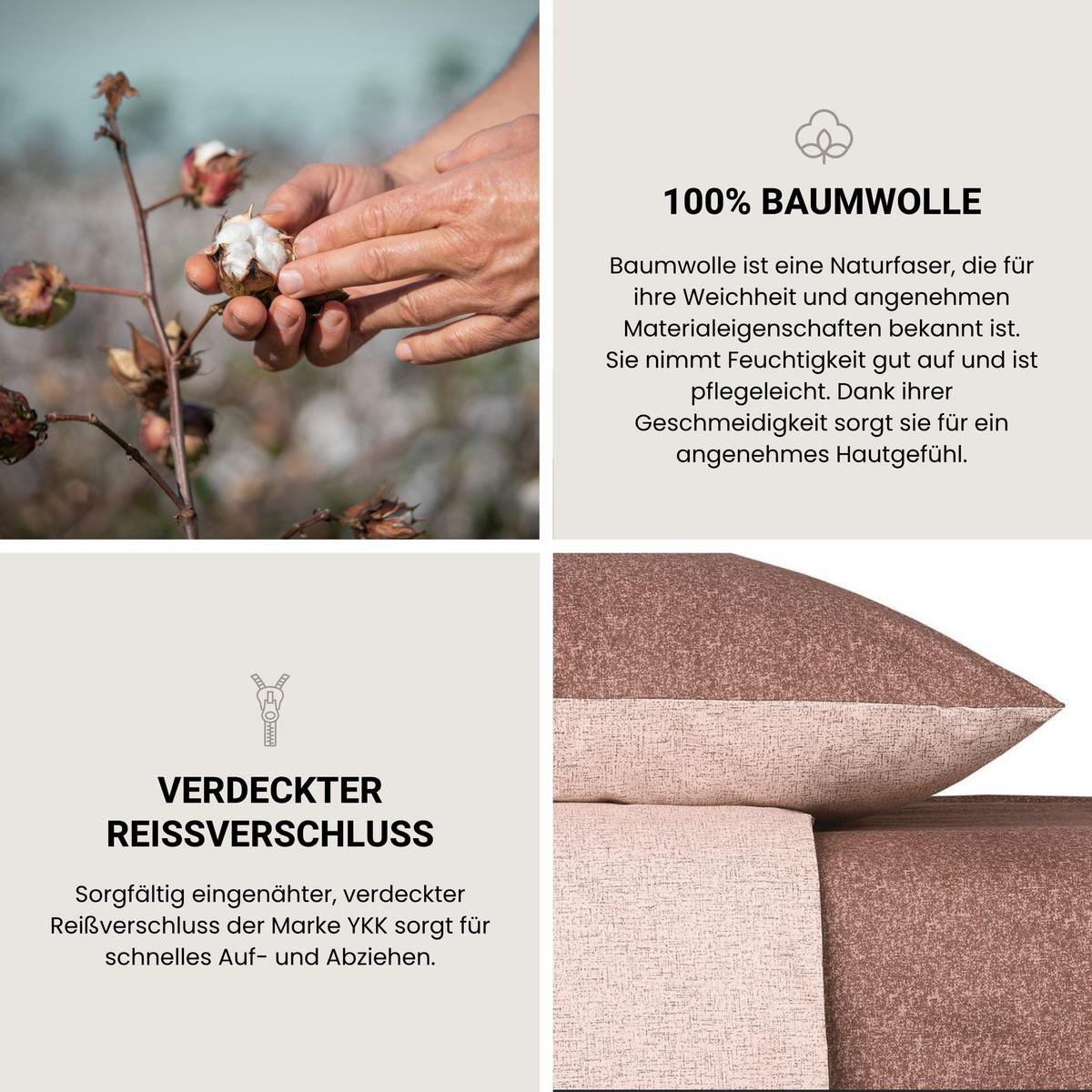 BETTWÄSCHESET Vinnie - Renforcé - 2-teilig - 135x200 cm - Puderrosa - Pink/Rosa, Textil (135/200cm) - SCHIESSER
