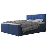 BOXBETT RENZO 200/200 cm mit Matratze und Topper, Dunkelblau - Dunkelblau, Holzwerkstoff/Textil (200/200cm) - Idohome