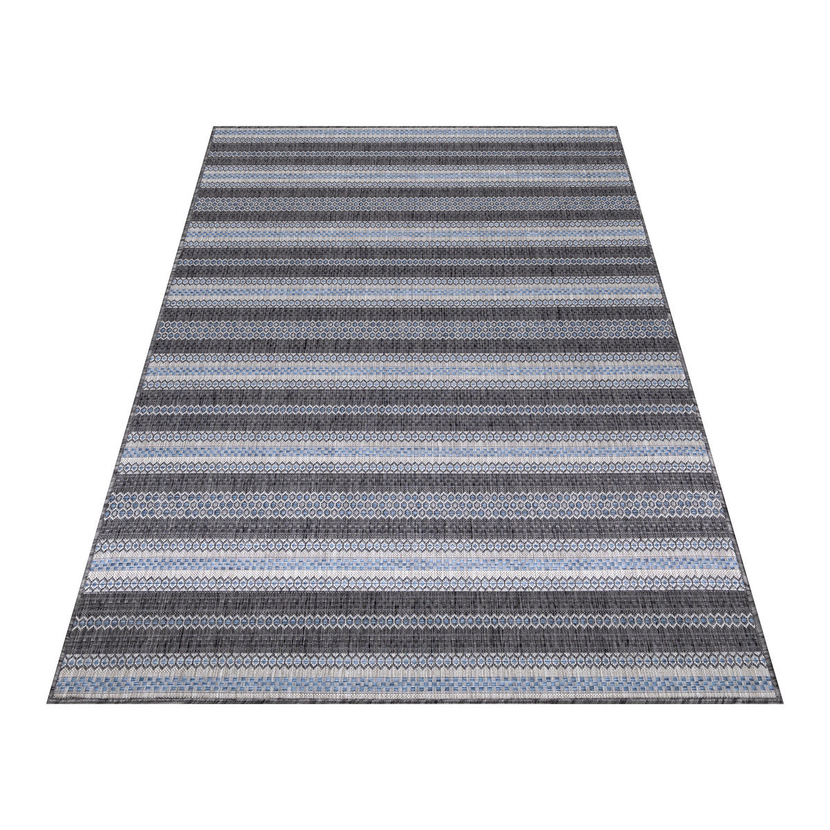 TEPPICH Outdoor Flachgewebe Vintage-Look Polypropylen Balkon Schwarz Rechteckig 240x340 - Schwarz, Textil (240/340cm) - KADIMA DESIGN