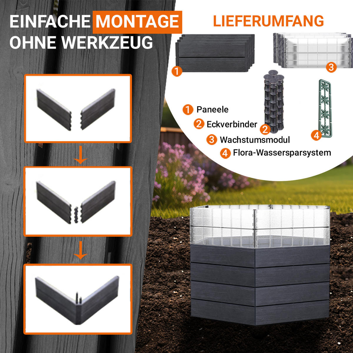 HOCHBEET Turbo L 75, inkl. Wassersparsystem - Braun, Kunststoff (110/75/110cm) - GARANTIA