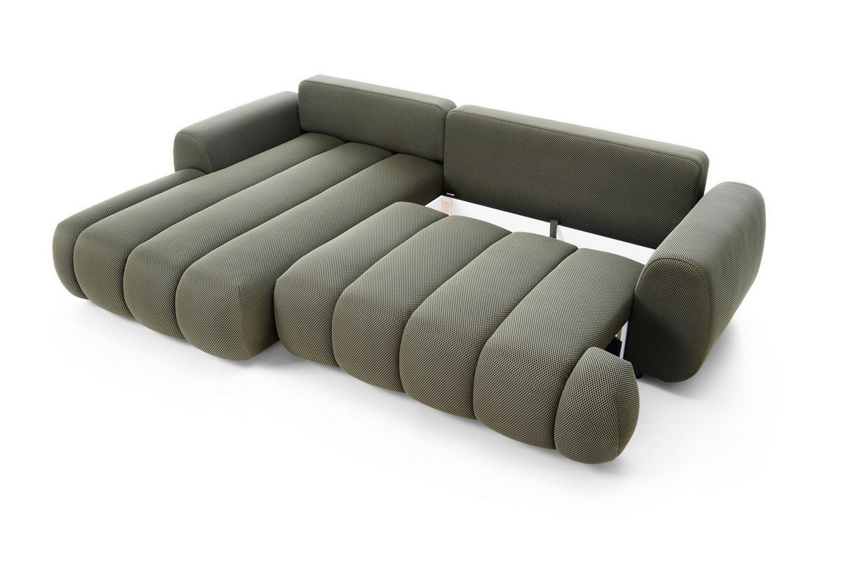 ECKSOFA SITO Grün Jersey mit Schlaffunktion - Grün, Holz (272/168cm) - MASSENO