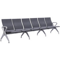 WARTEBANK Kunststoff Grau - Grau, Kunststoff/Metall (338/89/59cm) - CLP