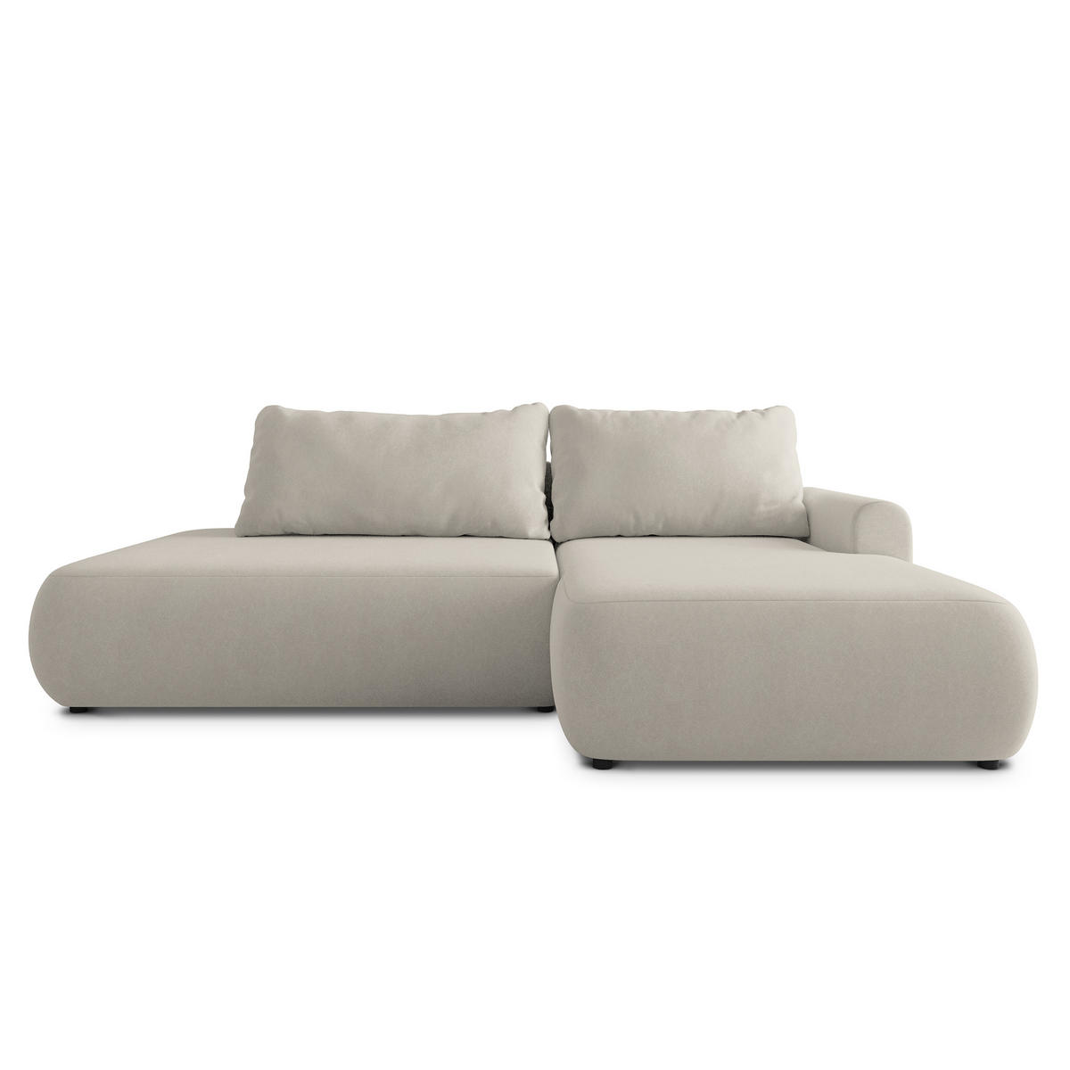 ECKSOFA NUVIRA CL R-S Creme Samtstoff mit Schlaffunktion - Creme, Holzwerkstoff/Textil (279/158cm) - MASSENO