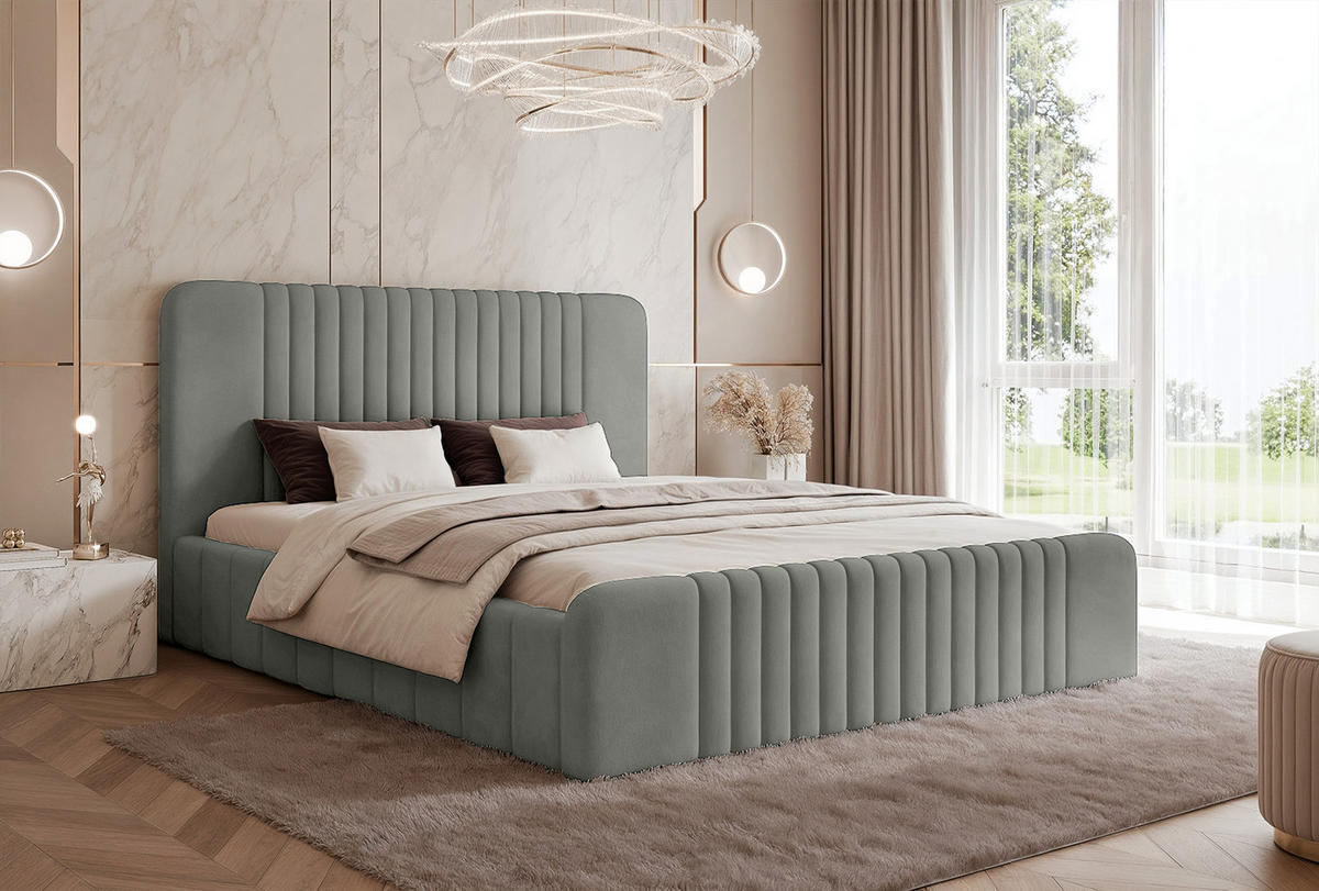POLSTERBETT Pariotto 140x200 cm, Grau - Grau, Textil (140/200cm) - Fedve