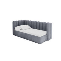 EINZELLBETT Jugendbett mit Bettkasten und Matratze H3/H4, Rechts - HUGY 100x200 Grau - Blaugrau, Holzwerkstoff/Textil (100/200cm) - ALTDECOR