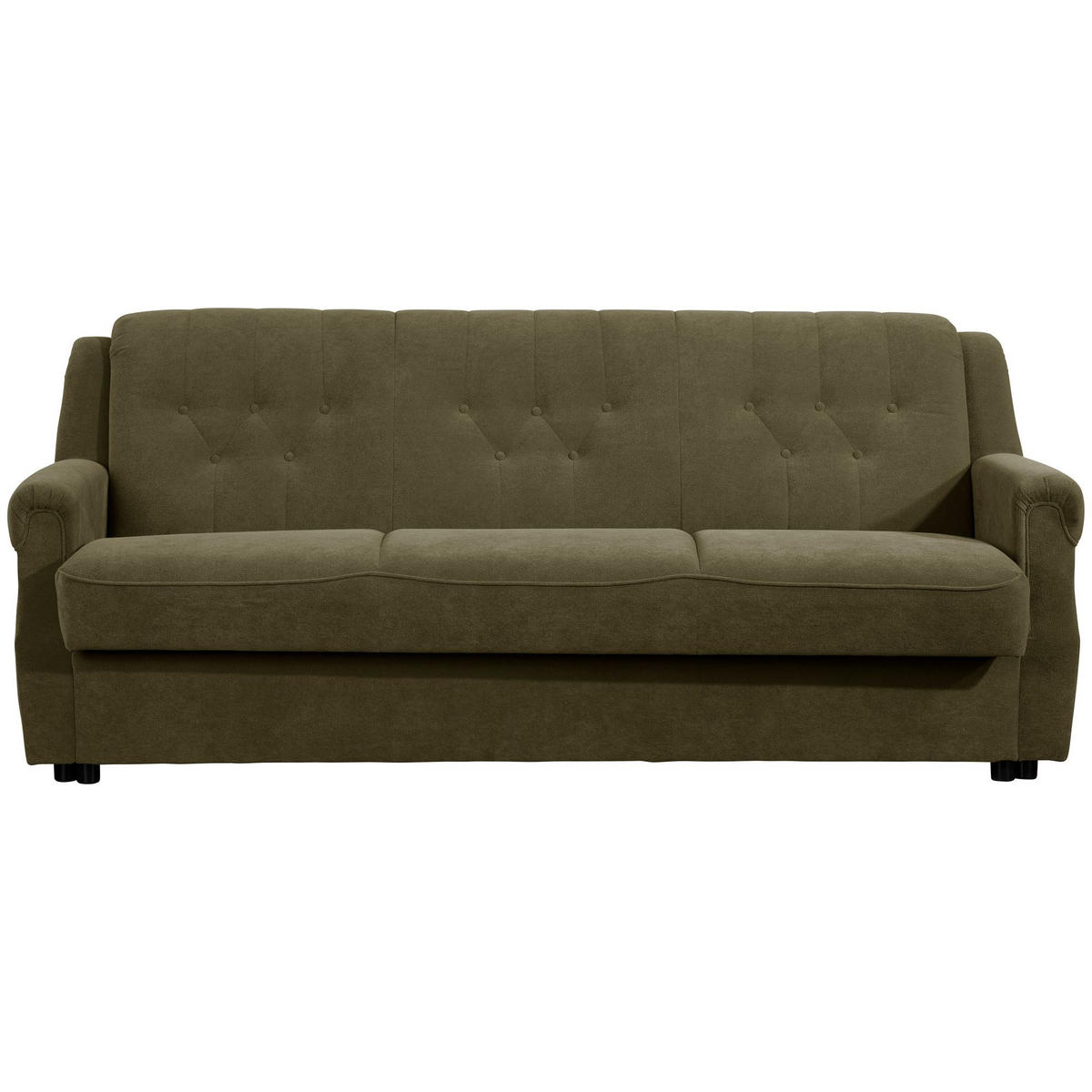 SOFA 3-Sitzer mit Bettfunktion Kaylyn Flockstoff grün - Grün, Kunststoff (207/89/83cm) - 58aufmkessel